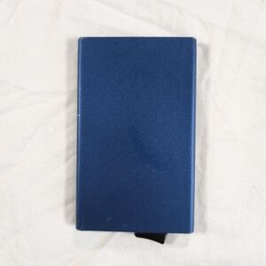 Sleek Blue Metal Card Holder